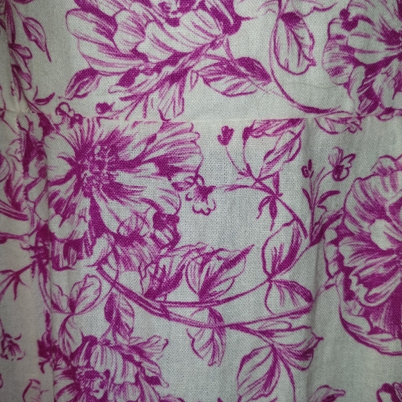 LONDON TIMES Pink and Cream Print Dress sz 10 Linen Blend - Picture 6 of 17